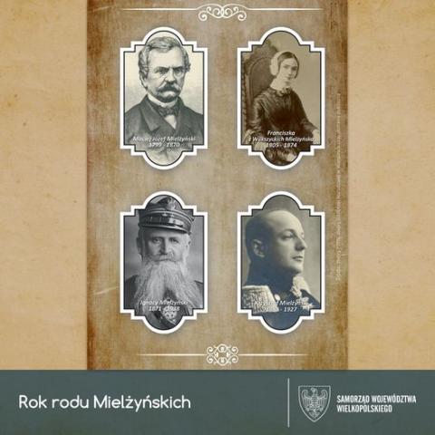plakat z członkami rodu Mielżyńskich